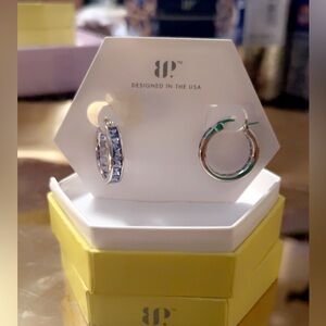 Elegant Silver and Blue Hoop Earrings